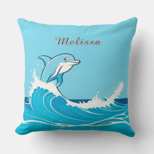 Glückliches Delfin-Meeresleben für Küsteninterieur Kissen