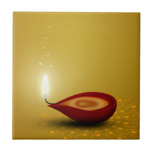 Glückliches Diwali Diya - Keramik-Fliese Fliese