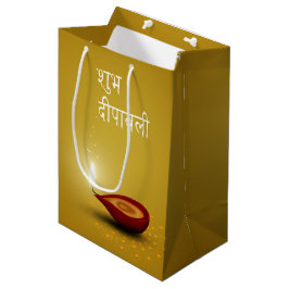 Glückliches Diwali Diya - mittlere Geschenk-Tasche Geschenktüte