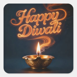 Glückliches Diwali-Diya-Sticker-Design mit Leuchte Quadratischer Aufkleber