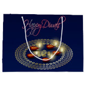 Glückliches Diwali Ganesha Rangoli - große Geschenktüte (Rückseite)