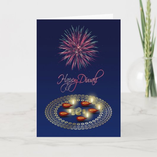 Glückliches Diwali Ganesha Rangoli - Gruß-Karte Karte (Vorderseite)