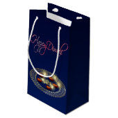 Glückliches Diwali Ganesha Rangoli - kleine Geschenktüte (Rückseite Schrägansicht)