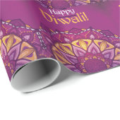 Glückliches diwali lila dekoratives rangoli geschenkpapier (Rolleneckpunkt)