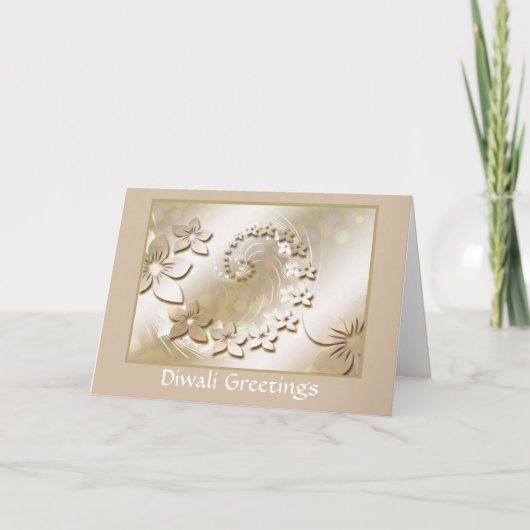 Glückliches Diwali mit Blumenrolle Karte (Vorderseite)