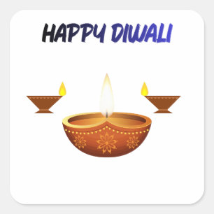 Glückliches Diwali Traditionelle Öllampen Lichtfes Quadratischer Aufkleber