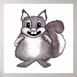 Glückliches Eichhörnchen Cartoon-Zeichnung  Poster