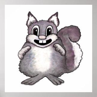 Glückliches Eichhörnchen Cartoon-Zeichnung  Poster
