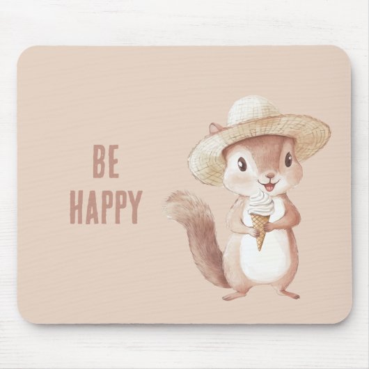 Glückliches Eichhörnchen Eistüte Mousepad (Vorne)