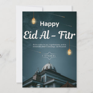 Glückliches Eid Al Fitr Moschee Laternen Nacht Kun Feiertagskarte