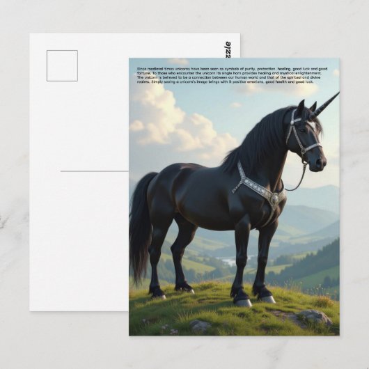 Glückliches Einhorn Postkarte (Vorne/Hinten)
