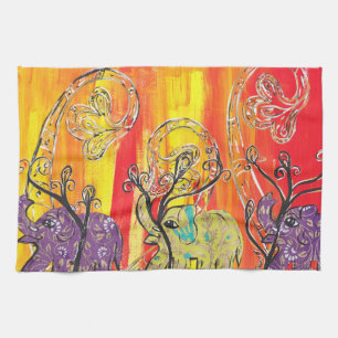 Glückliches Elefant-Parade-Geschirrtuch Handtuch