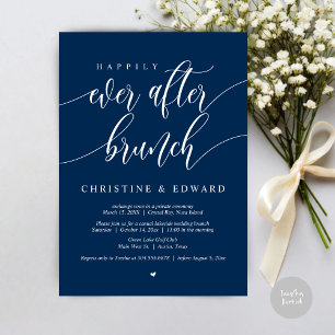Glückliches Ende - Elopement-Brunch, Marineblau Einladung
