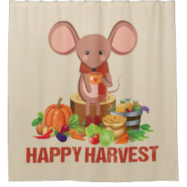 GLÜCKLICHES ERNTE-GEMÜSE UND MAUS DUSCHVORHANG