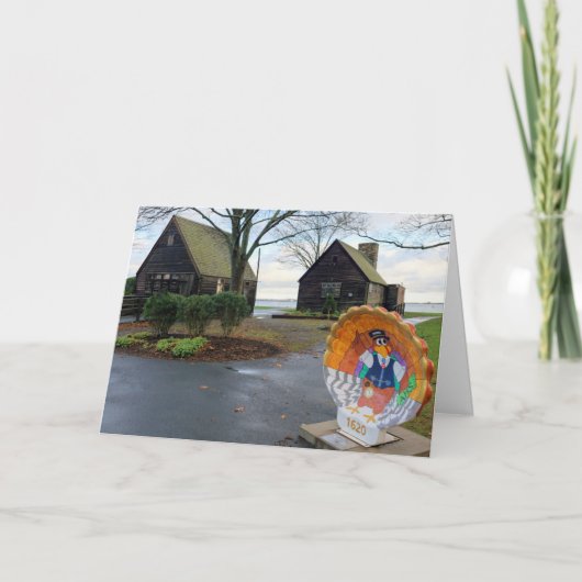 Glückliches Erntedankfest aus Plymouth, Massachuse Feiertagskarte (Vorderseite)