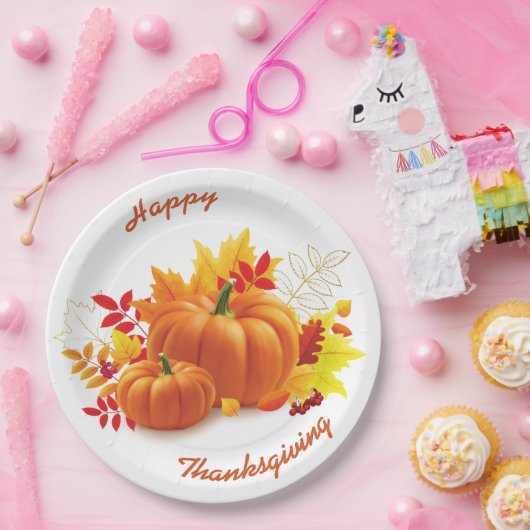 Glückliches Erntedankfest, fallendes Party Pappteller (Party)