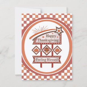 Glückliches Erntedankfest Gesegnetes Retro-Schild Postkarte