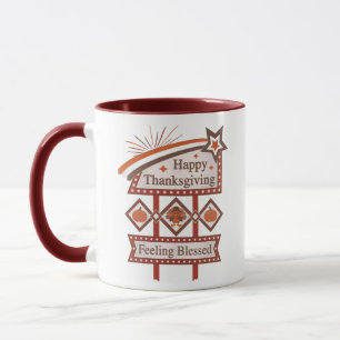 Glückliches Erntedankfest Gesegnetes Retro-Schild Tasse