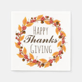glückliches Erntedankfest Herbst Herbstleaves Wrea Serviette (Vorderseite)