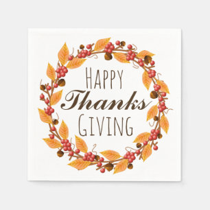 glückliches Erntedankfest Herbst Herbstleaves Wrea Serviette