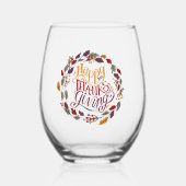 glückliches Erntedankfest Herbst Herbstleaves Wrea Weinglas Ohne Stiel (Vorderseite)