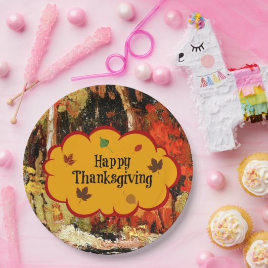 "Glückliches Erntedankfest", Herbstfarben, Pappteller (Party)