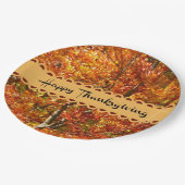 Glückliches Erntedankfest, Herbstfarben, Pappteller (Schrägansicht)