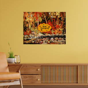 "Glückliches Erntedankfest", Herbstfarben, Poster