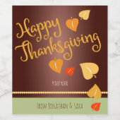 Glückliches Erntedankfest, Herbstlaub Personalisie Weinetikett (Einzelnes Label)