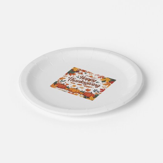 Glückliches Erntedankfest - Herbstpumpen & Herbstl Pappteller (Schrägansicht)