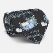 Glückliches Erntedankfest in blau auf schwarz | Krawatte (Gerollt)