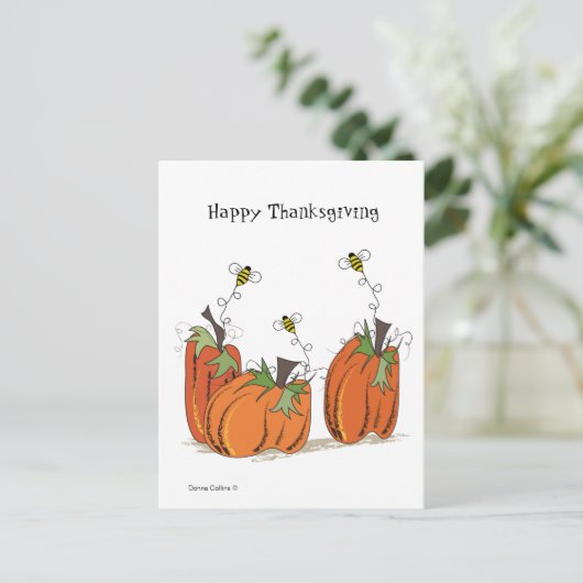 Glückliches Erntedankfest mit Bienen Postkarte (Stehend Vorderseite)