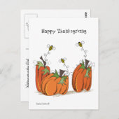 Glückliches Erntedankfest mit Bienen Postkarte (Vorne/Hinten)