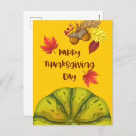 Glückliches Erntedankfest mit Niedlichem Kürbis un Feiertagspostkarte