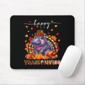 Glückliches Erntedankfest Nilpferd Kostüm Truthahn Mousepad (Mit Mouse)
