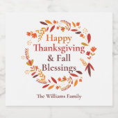 Glückliches Erntedankfest Segen für Niedliche Gewo Schaumweinetikett (Einzelnes Label)