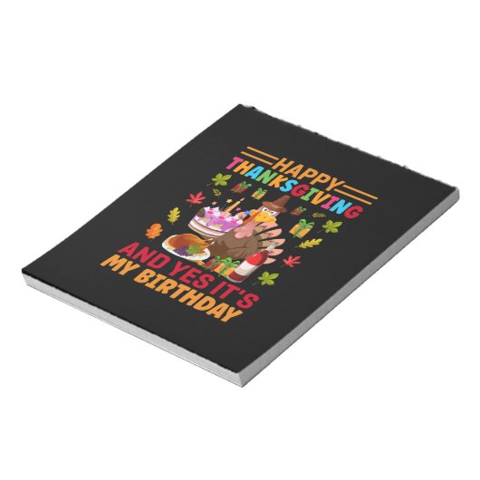 Glückliches Erntedankfest und es ist mein Geburtst Notizblock (Rotiert)