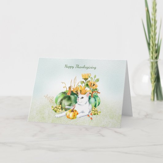 Glückliches Erntedankfest von der Katze Dankeskarte (Vorderseite)
