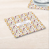 Glückliches Erntedankgemüse Muster weiß Rechteckiger Pappuntersetzer (angewinkelt)