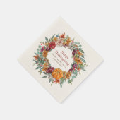 glückliches Erntedankland Rustic Pumpkin Wreath Serviette (Ecke)