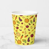 Glückliches Erntegemüse Muster gelb Pappbecher (Rechts)