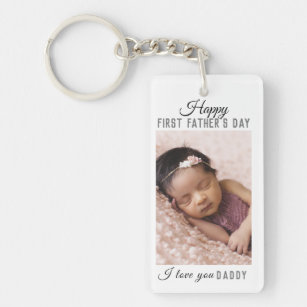 Glückliches erstes Papa-Baby-Foto des Vaters  Schlüsselanhänger