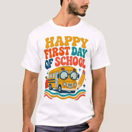 Glückliches Erstes Schultag Bus T-Shirt