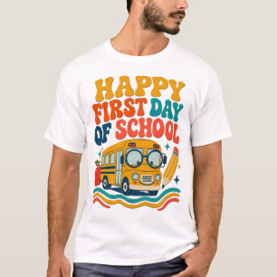 Glückliches Erstes Schultag Bus T-Shirt