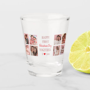 Glückliches erstes Valentinstag-Schnapsglas Schnapsglas