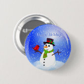 Glückliches Feiertags-Weihnachtssnowman-Button Button (Vorne & Hinten)