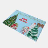 Glückliches Ferien-Hasen-Weihnachten Fußmatte (Schrägansicht)