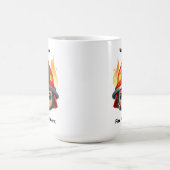 Glückliches Feuerwehrmännchen mit Flammen Kaffeetasse (Mittel)