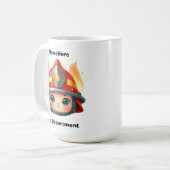 Glückliches Feuerwehrmännchen mit Flammen Kaffeetasse (Vorderseite Links)