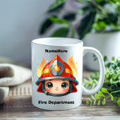 Glückliches Feuerwehrmännchen mit Flammen Kaffeetasse